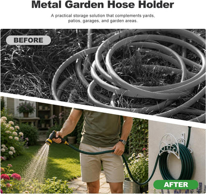 Metal Garden Hose Holder Wall Mounted Water White Hose Holder for Water Hose Extension Cords
