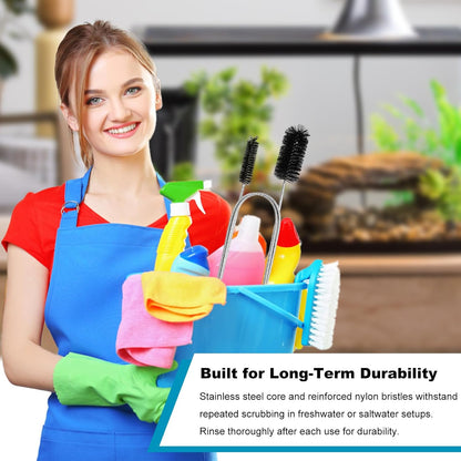 2-Pack Flexible Dual-Ended Aquarium & Kitchen Tube Brush – Stainless Steel Core with Durable Black Plastic, 61-Inch Long Cleaning Tool for Hoses, Pumps, and Narrow Pipes（Black）