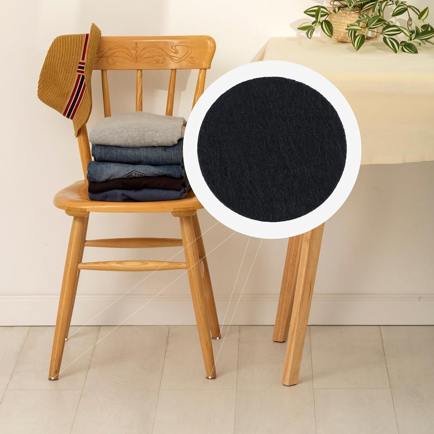 Antrader 1.5 Inch Self-Stick Furniture Round Felt Pads Wood Floor Protectors – Protect Your Hard Floors from Furniture Scratches, Pack of 48, Black