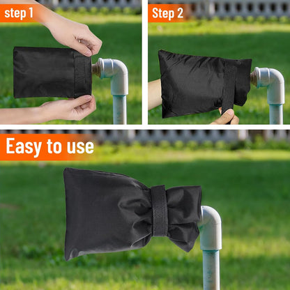 3 Pieces Outdoor Faucet Covers,Winter Anti-Freeze 9.8" H X 7" W Faucet Insulation Cover Winter Outdoor Pipe Insulation Protective Cover,Outdoor Wall Garden Courtyard Faucet Covers (Black)