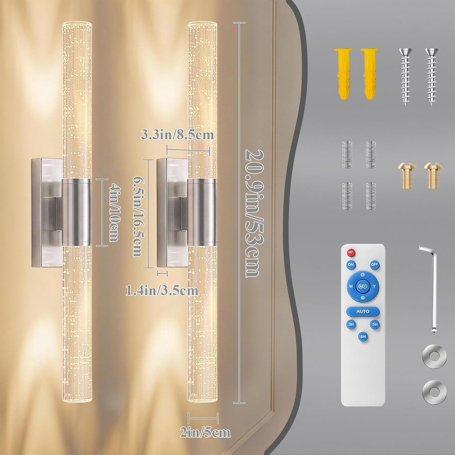 camuucci Battery Operated Wall Sconces Set of 2 Rechargeable Battery Powered Wall Light with 12000mAh Not Hardwired Dimmable Wall Lamp Fixtures for Bedroom Living Room Gold 15.3 Inches