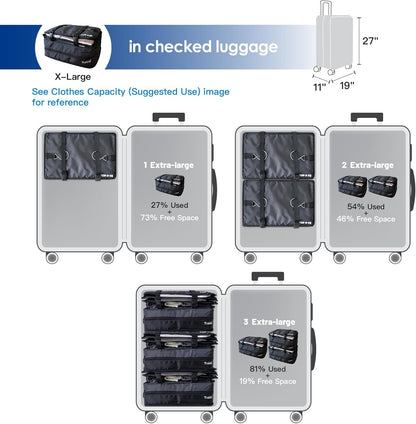 Grand Fusion Stow-N-Go Hanging Travel Shelves, Packing Organizer for Luggage. Carry on Closet for Suitcase. Expandable Packing Cube. Travel Essentials. (Black - L, L = (L) 11.8" x (W) 11.8")