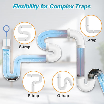 4 Pack Snake Drain Hair Removal Tool, Reusable Drain Snake Hair Drain Clog Remover Tool, 50 Inch Anti-break Steel Shower Drain Snake for Bathtub, Bathroom Sink Drain Unclog