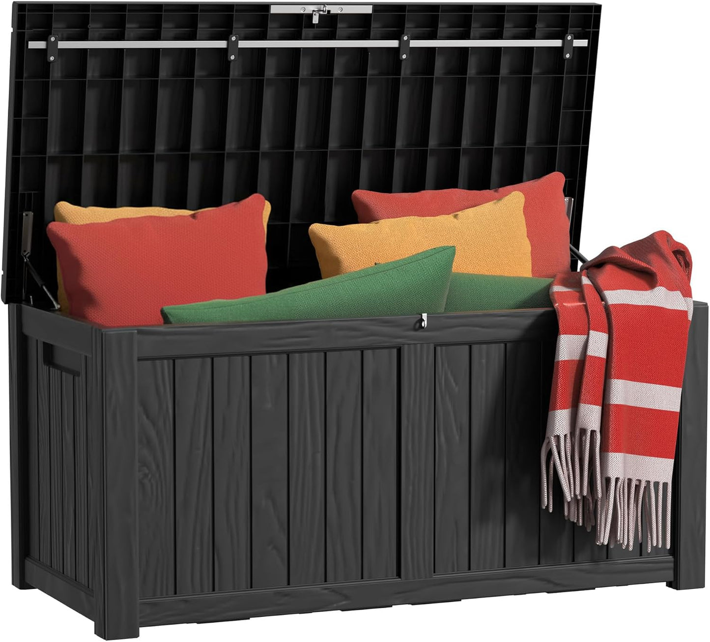 EasyUp 50 Gallon Outdoor Storage Box Waterproof Lockable Deck Boxes | UV Resistant Resin, for Garden Tools Cushions Patio Equipment, 300 lbs Capacity, Portable Design, Easy 16-Min Assembly