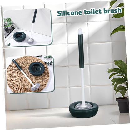 Alipis 1set Silicone Toilet Brush Holder Modern Design Scratch Bristles for Cleaning Quick-Drying Base Household Cleaning Accessories