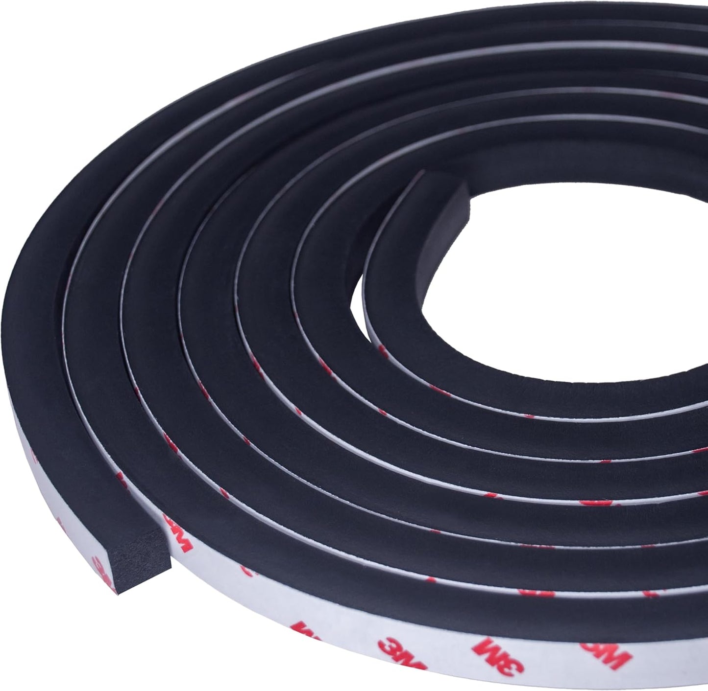 Neoprene Waterproof Rubber Foam 1/2” (w) x 1/4” (h) x 24 feet Long Weather Stripping Door Seal Insulation Shock-Absorbing 3M Self-Adhesive Tape for Door Frames, Windows – Black, 1 Continuous Roll