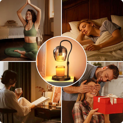 Candle Warmer Lamp with Timer & 4-Level Dimmer, Electric Wax Warmer for Jar Candles, Black Home Decor with 2 Bulbs, Gift for Women, Men, Housewarming