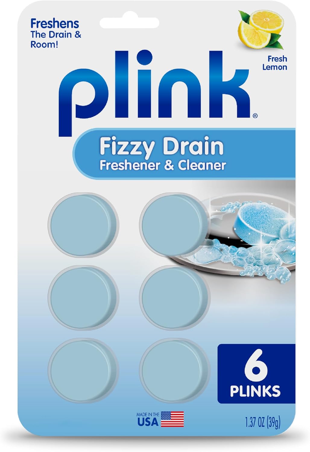 Plink Fizzy Drain Cleaner, 6 Count (Pack of 2), Lemon Scent