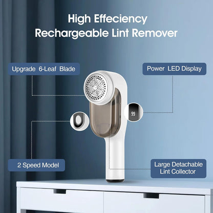 Electric Fabric Shaver, Lint Remover for Clothes, Rechargeable Sweater Shaver to Remove Fuzz and Pill for Sweater, Delicates, Bedding and Couch (White)