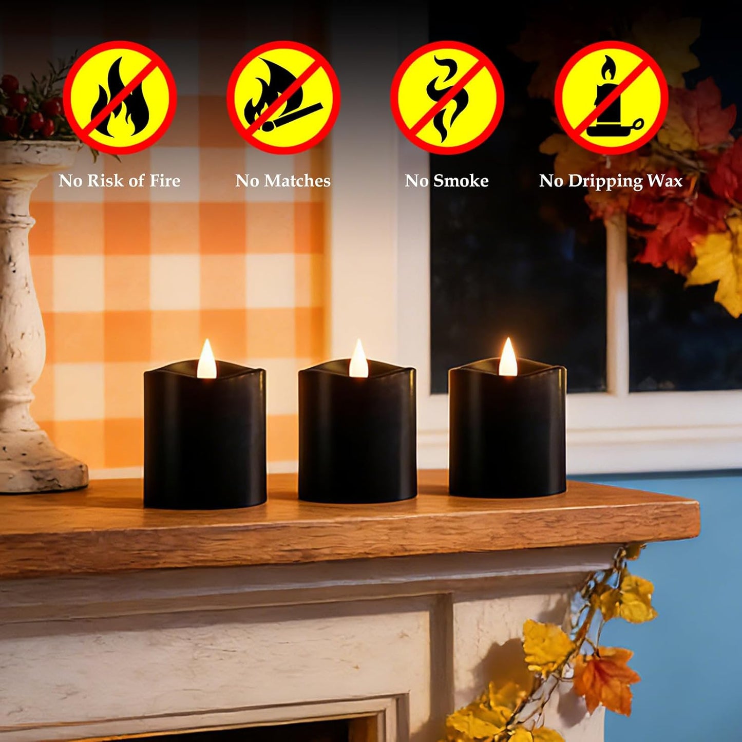 3"x4" Flickering Flameless Battery Candles with Timer, White Realistic LED Pillar Candles, Set of 2 Large Remote-Operated Candles for Home Indoor/Outdoor & Holiday Decor