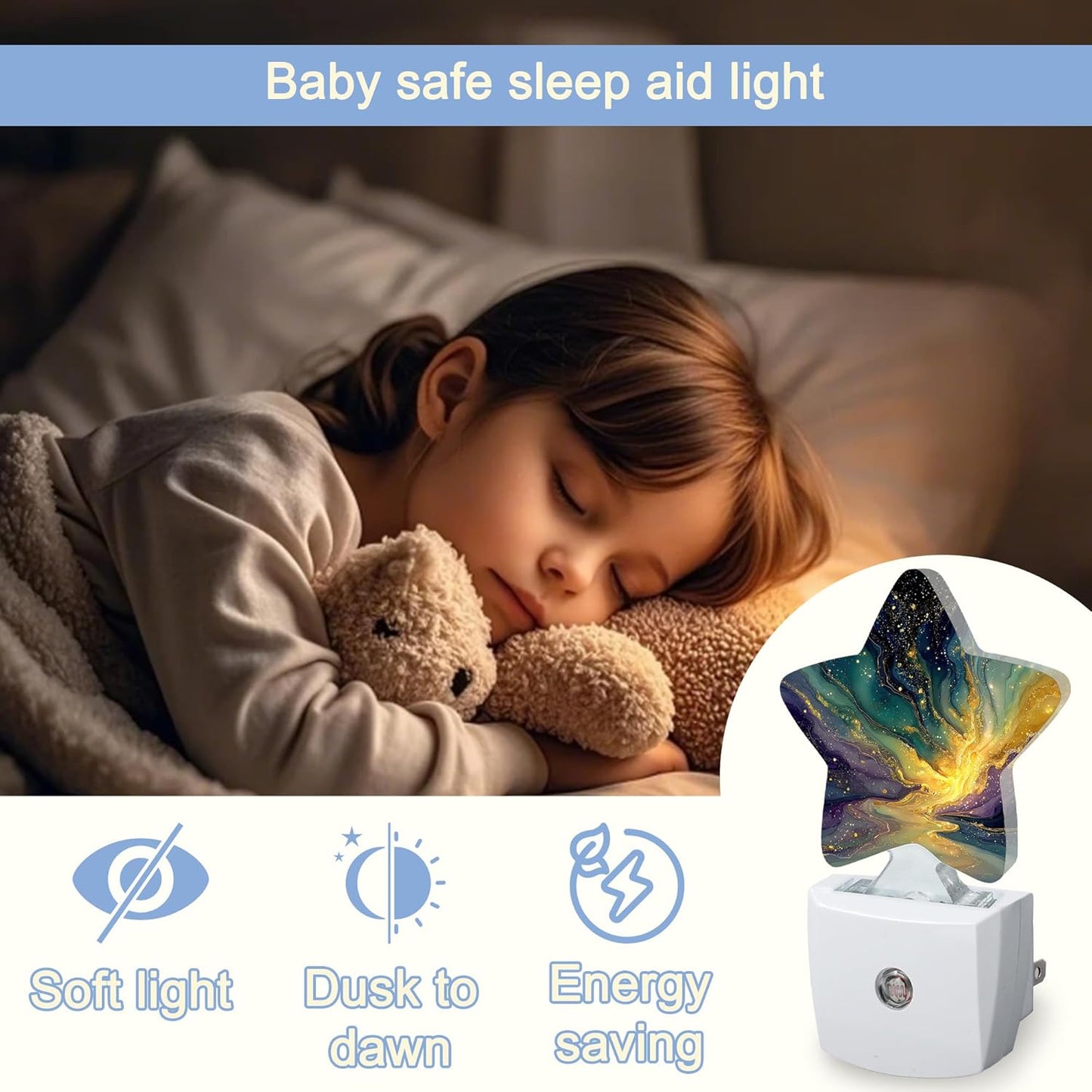 Lavender Butterfly Nightlight,Summer Flowers Star Night Lights Plug into Wall Decorations for Bedroom Bathroom,Dusk to Dawn Sensor Kitchen Hallway Stairs Energy Efficient Desk Lamp