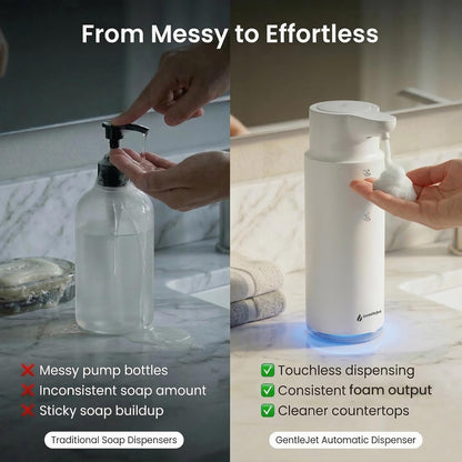GentleJet CrystalJet Automatic Foam Soap Dispenser – Stainless Steel, Touchless Sensor, USB-C Rechargeable, Waterproof, Modern Bathroom & Kitchen Sink, 300 ml