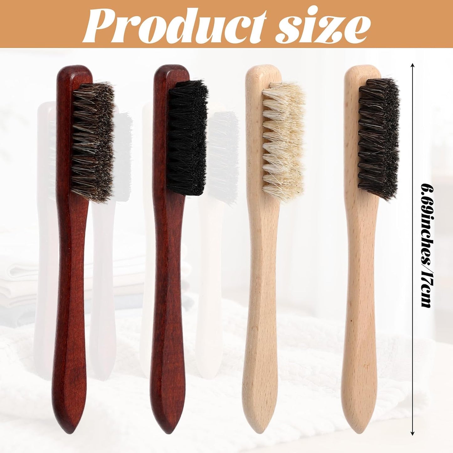 4 Pcs Wood Laundry Stain Brush Set Stain Remover Brushes with Bristles Laundry Accessories Small Cleaning Brush Set for Clothes Furniture Leather
