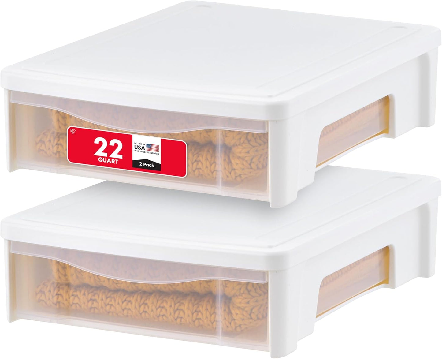 IRIS USA 33 Qt Plastic Under Bed Storage Organizer Bin Container with Secure Lids and Durable Black Buckles, Multi-Purpose for Clothes, Shoes, Clothing, and Bedding, Short, Clear, 3 Pack