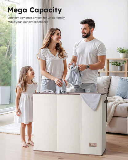 SOLEDI 180L Laundry Hamper 3 Section, Extra Large Laundry Hamper with Lid, Dirty Clothes Hamper with Sturdy Handle, Large Laundry Basket Organizer for Laundry Room, Bedroom, Hampers for Laundry