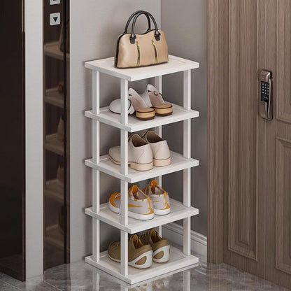 SAN HE 7-Tier Modern Bamboo Shoe Rack - Vertical, Slim, Space-Saving Shoe Organizer for Small Spaces, Closet, Entryway, Corner, Garage, Bedroom