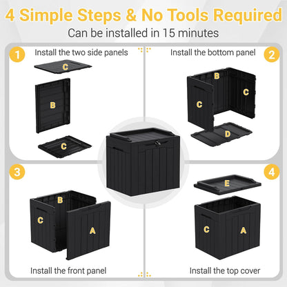 Greesum Outdoor Storage Box 31 Gallon Storage Box with Lid for Patio Furniture, Garden Tools, Pool Supplies, Waterproof and UV Resistant, Lockable, Dark Black