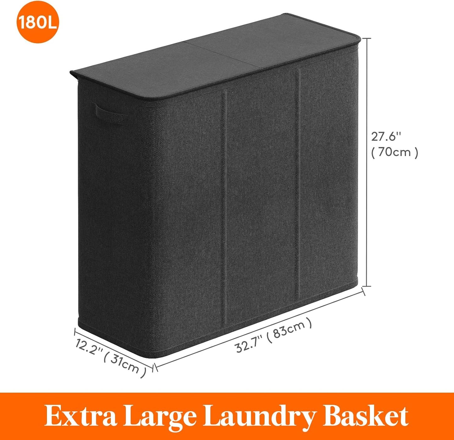 Lifewit Double Laundry Hamper with Lid and Removable Laundry Bags, Large Collapsible 2 Dividers Dirty Clothes Basket with Handles for Bedroom Laundry Room Closet Bathroom College, 136L Beige
