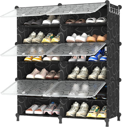 AWTATOS 8 Tiers Shoe Rack Organizer, 32 Pair Shoe Storage Cabinet, White | DIY Stackbale Plastic Shoe Organizer Shelves for Closet Entryway Hallway Bedroom