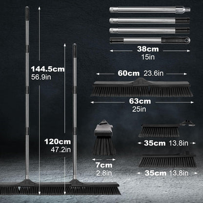 Push Broom Outdoor Heavy Duty,Masthome 24" Push Broom with Stiff Bristles,Heavy Duty Garden Broom,Outdoor Stiff Sweeping Broom for Garage Yard Patio Deck Concrete Wood Stone Floors Scrub and Cleaning