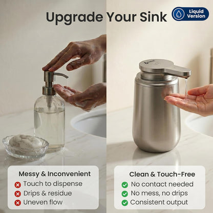 GentleJet NovaJet Automatic Foaming Soap Dispenser – Touchless Sensor, USB-C Rechargeable, 304 Stainless Steel, IPX5 Waterproof for Bathroom Kitchen Sink, 12 oz / 350 ml