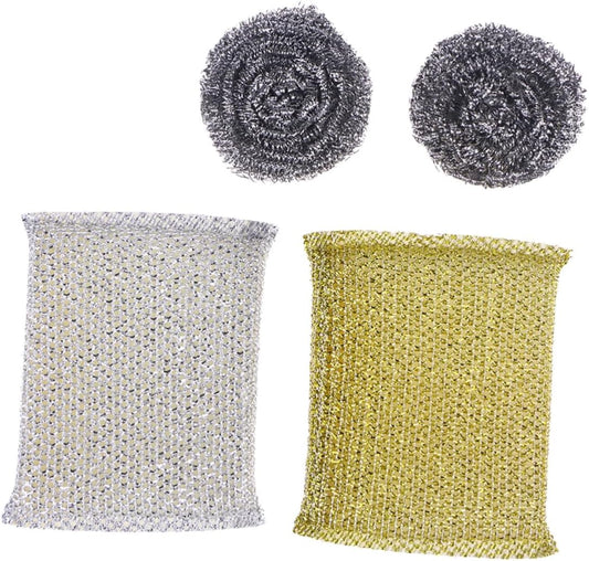 Ipetboom Cleaning Brushes Steel Scrub Sponges Dish Washing Scrub Pad Non Scratch for Kitchen Cooking Top Stove Random Color