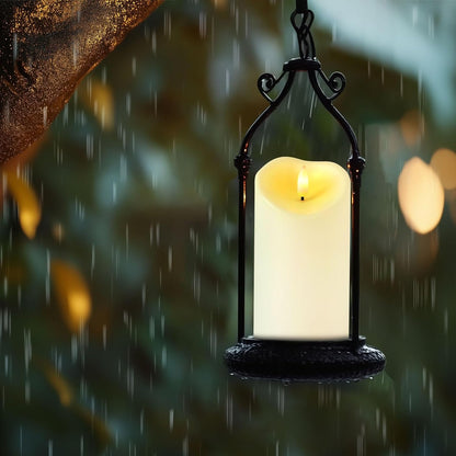 Amagic IP65 Waterproof Outdoor Flameless Candles with Remote, LED Candles Battery Operated with Timer, Flickering Fake Pillar Candle for Outside Patio Yard Decor, Ivory, Set of 5, D3 X H4 5" 6" 8" 8"