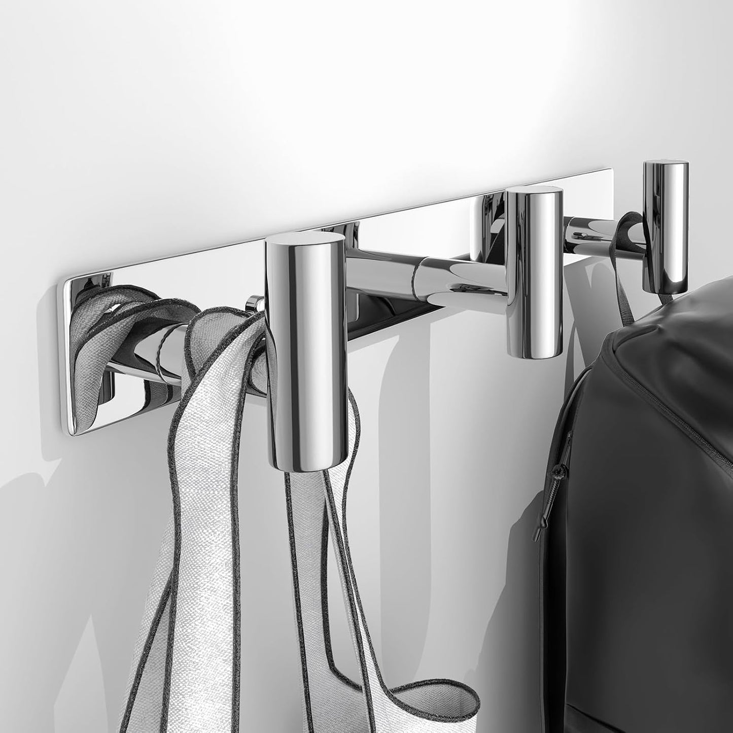 Wall Mounted Coat Rack-3 Hooks, Heavy Duty Stainless Steel Wall Hooks for Towel Coat Bag, Hat Rack Coat Hanger Coat Hooks Towel Racks for Bathroom Entryway Kitchen Office (Silver, 1 Pack)