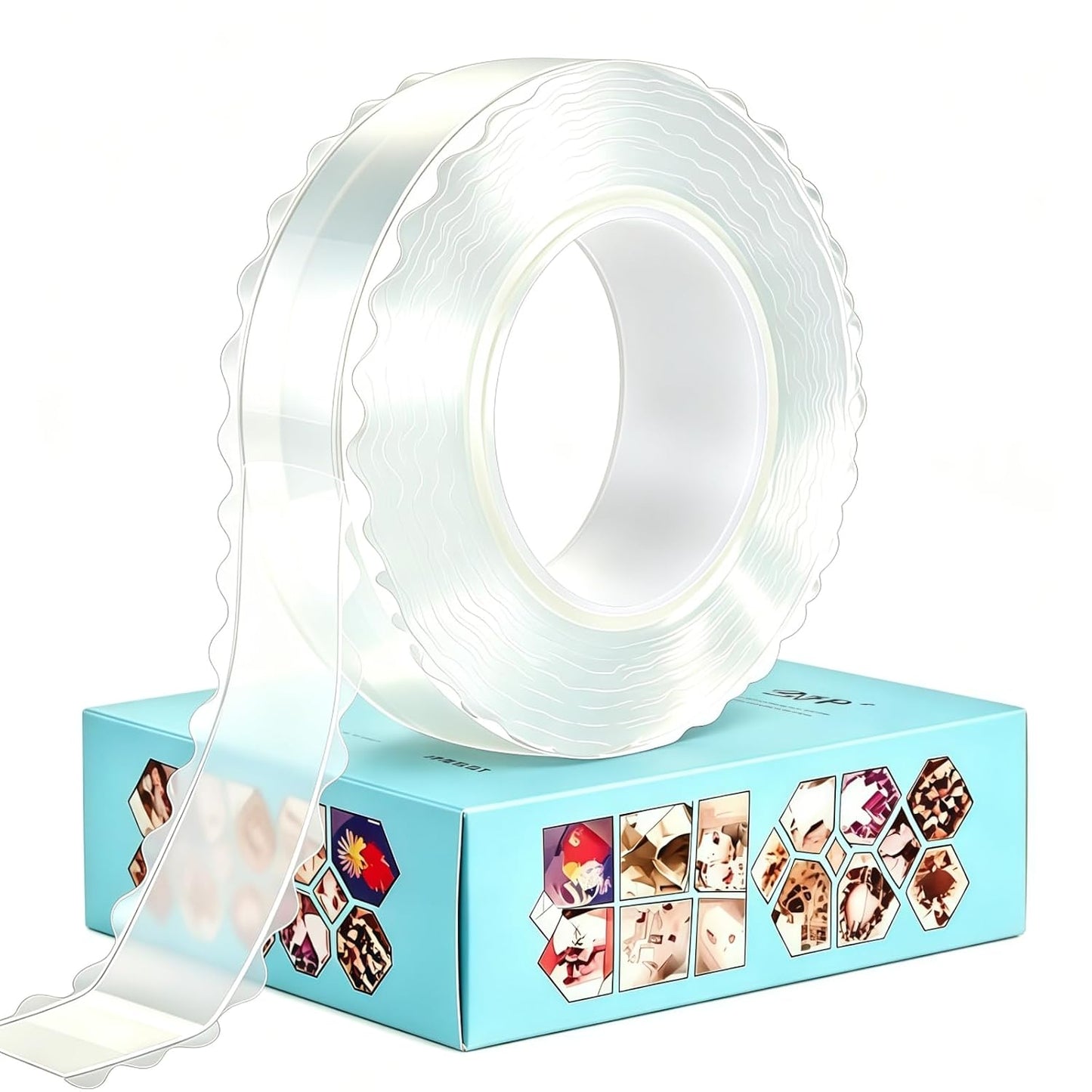 zvp Double Sided Nano Tape, Removable Heavy Duty Mounting Foam Tape, Adhesive Tape for Wall, Carpet, Poster and Picture Hanging Strips (Transparent, 1.15 * 118 in)