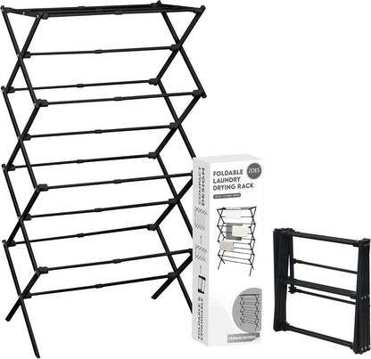 ZOES HOMEWARE 4-Tier Clothes Drying Rack, 4ft High Foldable Drying Rack Clothing for Indoor & Outdoor, Portable Collapsible Laundry Dryer for Laundry Room and Apartment, White 29" L x 49" H x 11.5" W