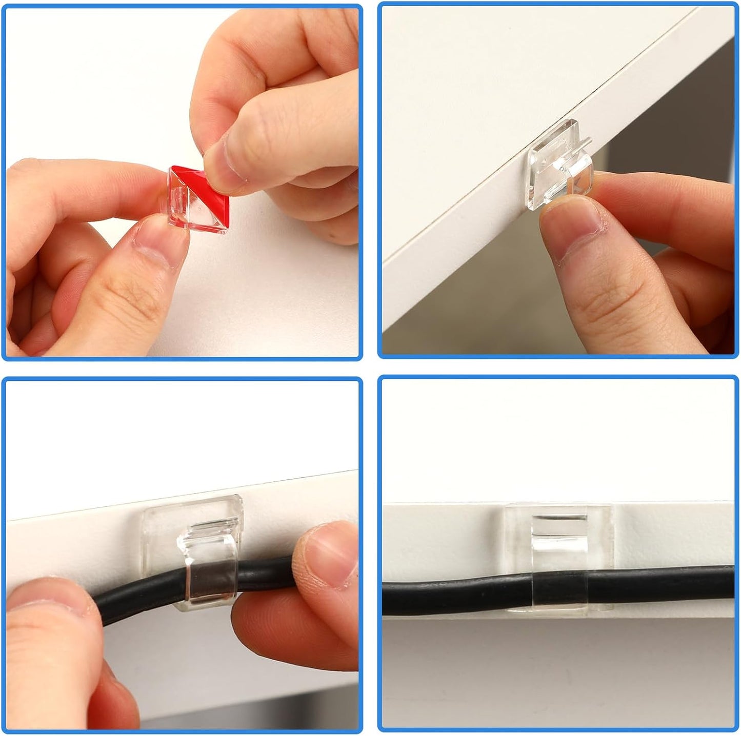 PETKNOWS 80PCS Adhesive Cable Clips Clear Light Strip Mounting Clips | Clear Acrylic, Desk Outdoor Wall, Organizing Wire Managing Cord, Self Adhesive Light Strip Mounting Clips