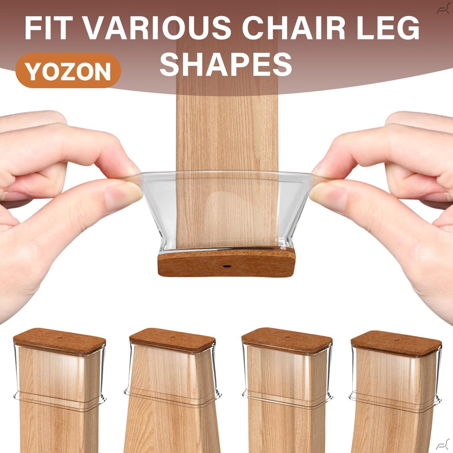YOZON Chair Leg Floor Protectors Felt Furniture Pads Silicone Caps | Chair Leg Protectors for Hardwood Floors 32 Pack Anti-Scratch Reduce Noise Clear Round Medium Fit 3/4" to 1-3/16" (19-30mm)
