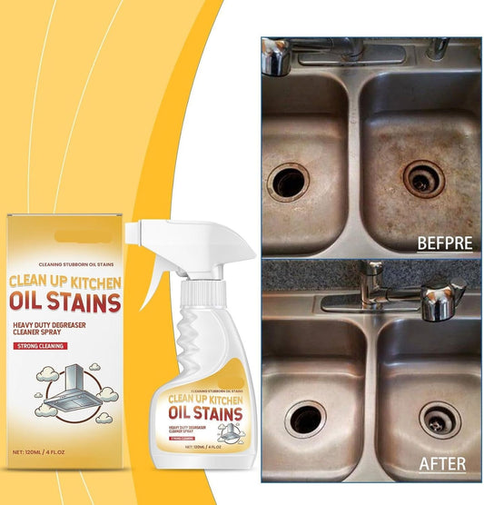 Heavy Duty Kitchen Degreaser Spray – 120ml Heavy Oil Stain Cleaner for Clean Up Kitchen Oil Stains, Multi Purpose for Microwave & Oven & Stove Top (with wash cloth) (1)