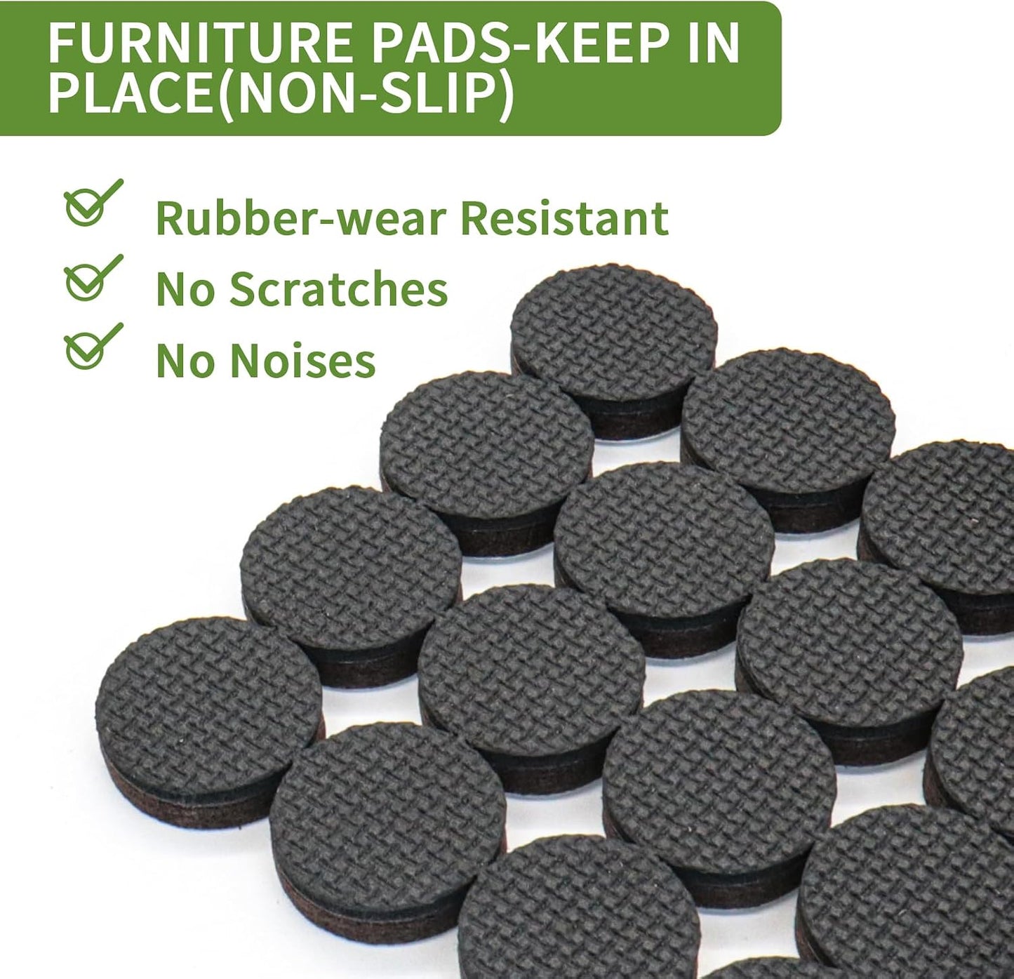 Non Slip Furniture Pads 36 PCS 1'' Square - Anti Slip Furniture Pads - Self Adhesive Rubber Feet Furniture Feet - Chair Leg Floor Protectors - Keep Furniture in Place