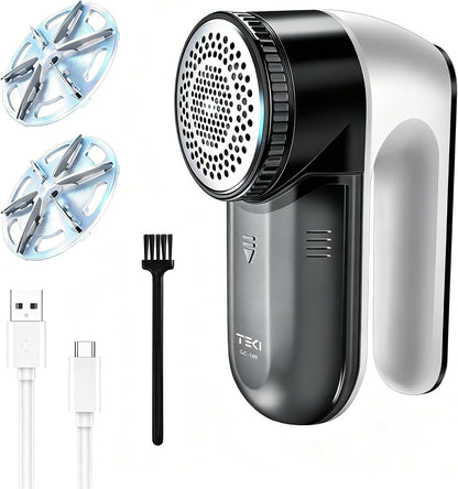 Fabric Shaver, Lint Shaver, Lint Remover Rechargeable Sweater Defuzzer Sweater Shavers to Remove Pilling for Clothes, Couch, Furniture, Fuzz Remover (6 Leaf Blade, 2 Extra Blades)