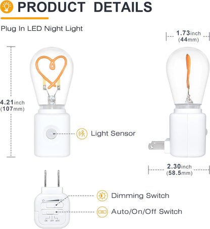 LED Motion Sensor Night Light, [1 Pack] Motion Activated Night Light, 2200K Amber, Adjustable Brightness, Motion Sensor Light Indoor Plug in for Nursery, Kids, Bedroom, Bathroom Nightlight