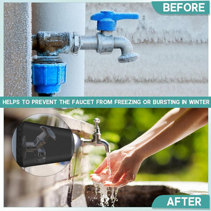 VIHOSE 2 Pcs Large Outdoor Faucet Covers for Winter 7.5 x 6.3 x 5.12 Inch Plastic Spigot Cover for Freeze Protection with Thick Foam Inside for Garden Cold Freeze Proof (Black)