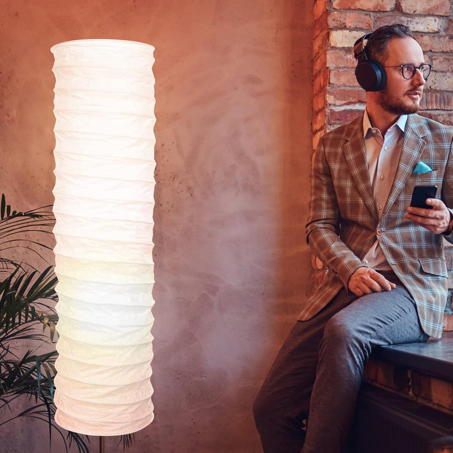 STOBOK Rice Paper Floor Lamp Shade Nordic Style Table Light Cover Floor Standing Lampshade Protector Cover Replacement for Home Hotel Bedside Desk Table Wall Floor Lamp