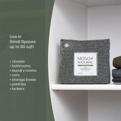 Moso Natural Air Purifying Bag 300g (2 Pack) Premium Charcoal Odor Absorber & Deodorizer for Closets, Bathrooms & Small Spaces — Lasts 2 Years, Pet Odor Eliminator for Home, Unscented Bamboo Charcoal