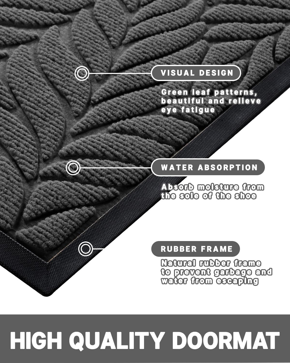 Yimobra Front Door Mat Outdoor Indoor, 29.5x17 All-Season Waterproof Door Mat Outside Entrance, All-Weather Non-Slip Outside Doormat for Garage Patio Entryway, Brown