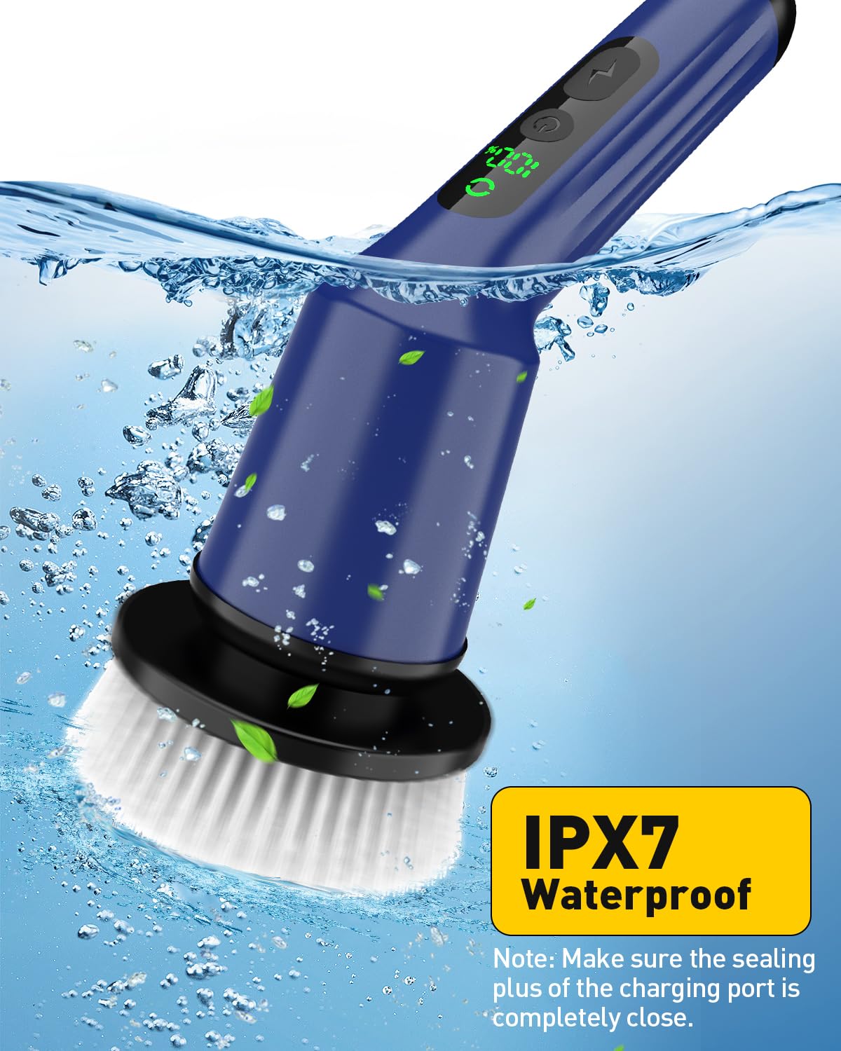 Shower Scrubber with Long Handle, Shower Cleaner Brush with 8 Floor Machine Pads, Cordless Electric Spin Scrubber for Cleaning with 2 Speed, Cleaning Supplies for Bathroom Bathtub Kitchen Floor Tile