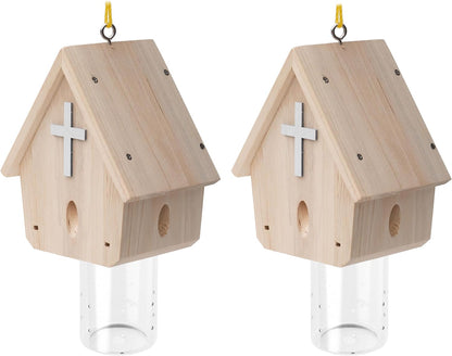 Carpenter Bee Trap for Outside - Church Style Nature Hanging Wood Carpenter Bee Traps Outdoor - Insect Traps with Removable Vault(1 Pack)