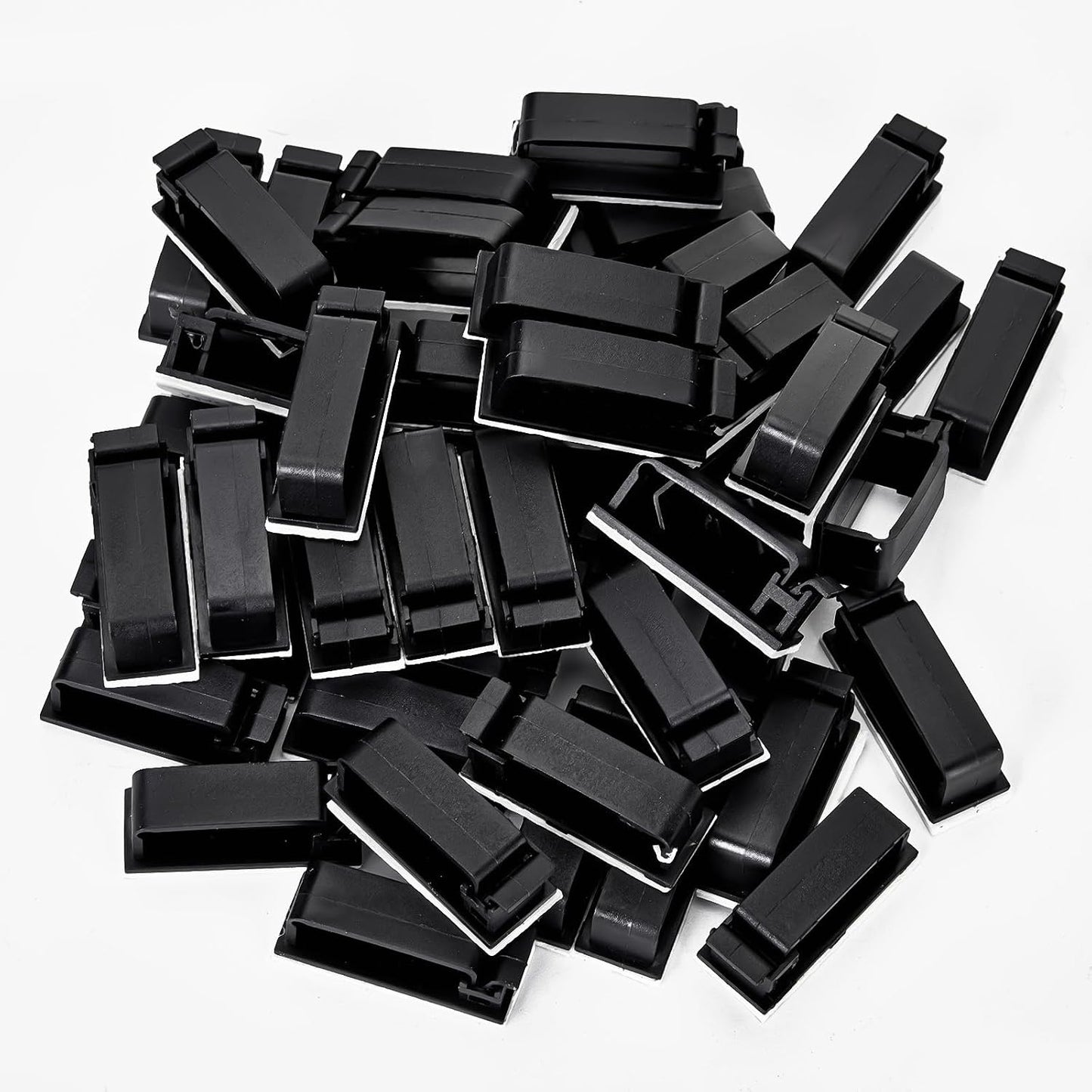 50Pcs Self Adhesive Cable Management Clips,Cable Organizers Wire Clips Cord Holder for PC Laptop Ethernet Cable Desktop Home Office(1.52’’ x 0.59’’ x 0.57’’, Black)
