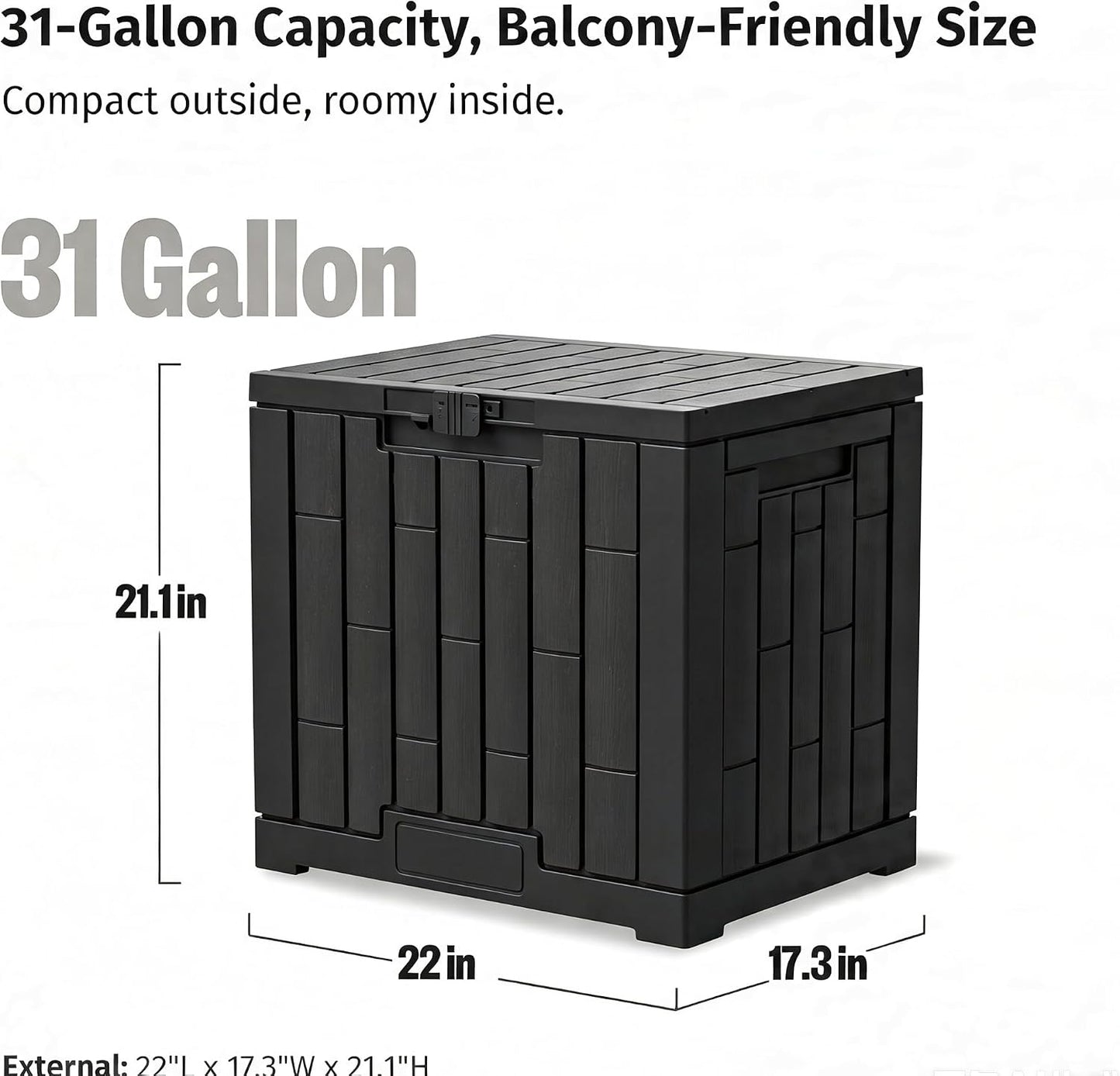 LAUSAINT HOME 320 Gallon Resin Deck Box, Package Delivery Box with Lockable Lid, Waterproof Outdoor Storage Box For Garden Tools, Patio Cushions(320 Gallon,Black)