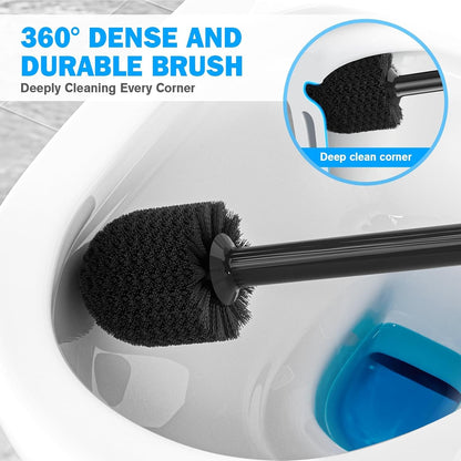 Toilet Plunger and Brush Set, Bowl Brush and Heavy Duty Toilet Plunger with Ventilated Holder, 2-in-1 Toilet Brush and Plunger Combo for 5.3-inch Toilet Drain Bathroom Deeply Cleaning(White & Grey)