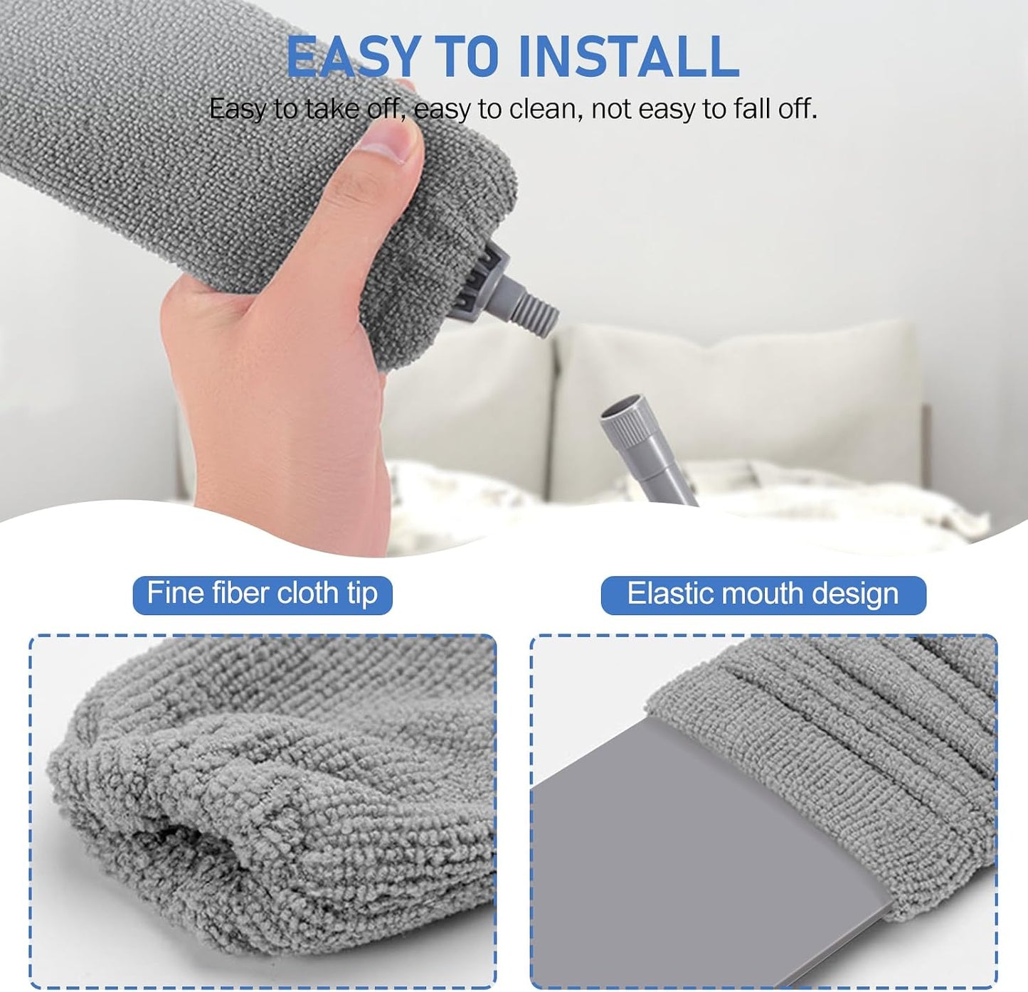 SetSail Extra-Long Dusters with Extension Pole 100-inch for Cleaning, Bendable Microfiber Head Washable Ceiling Fan Duster for High Ceilings, Furniture