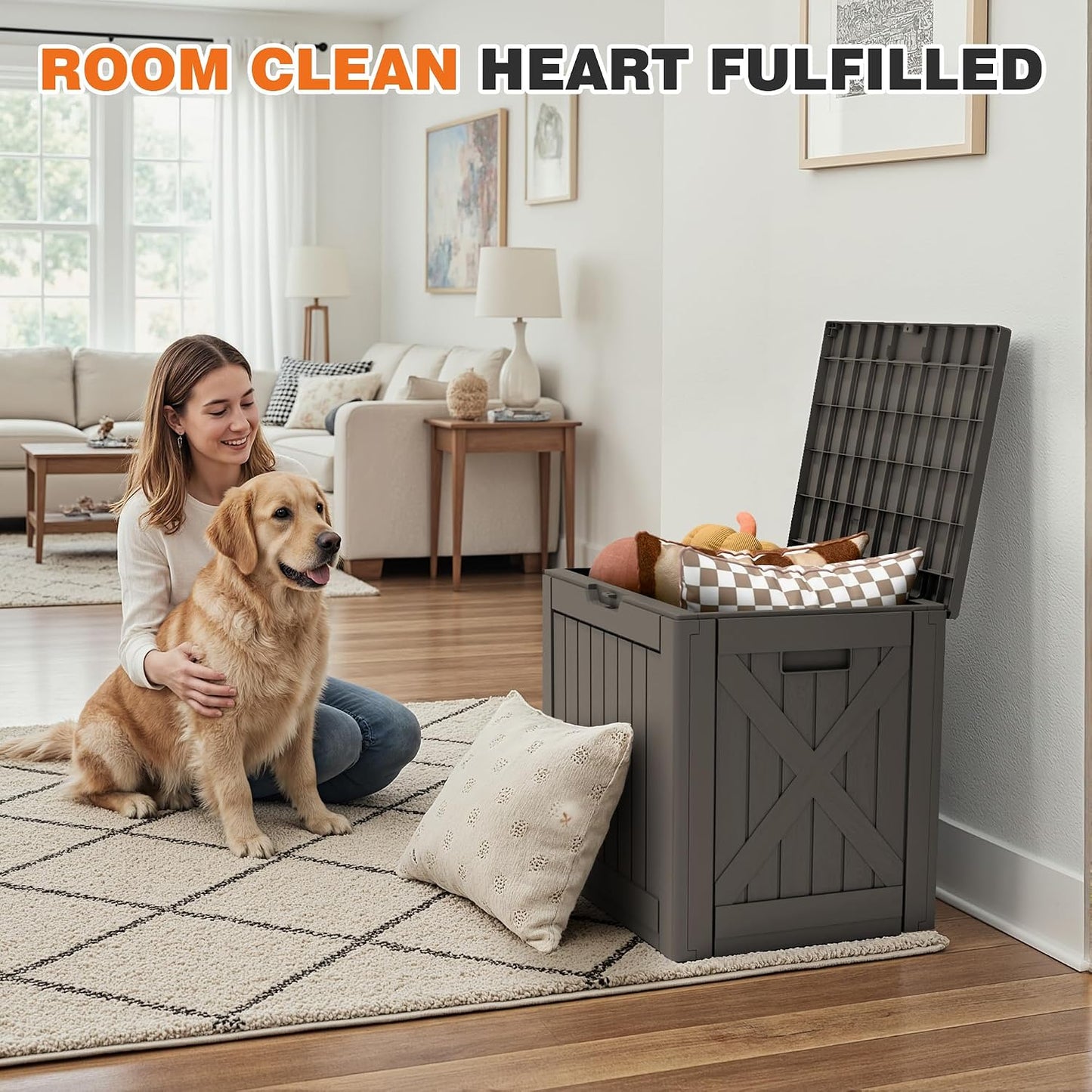 32 Gallon Deck Box Outdoor Indoor Waterproof Storage Box for Patio Furniture, Pool Accessories, Garden Tools, and Cushion Storage, Black