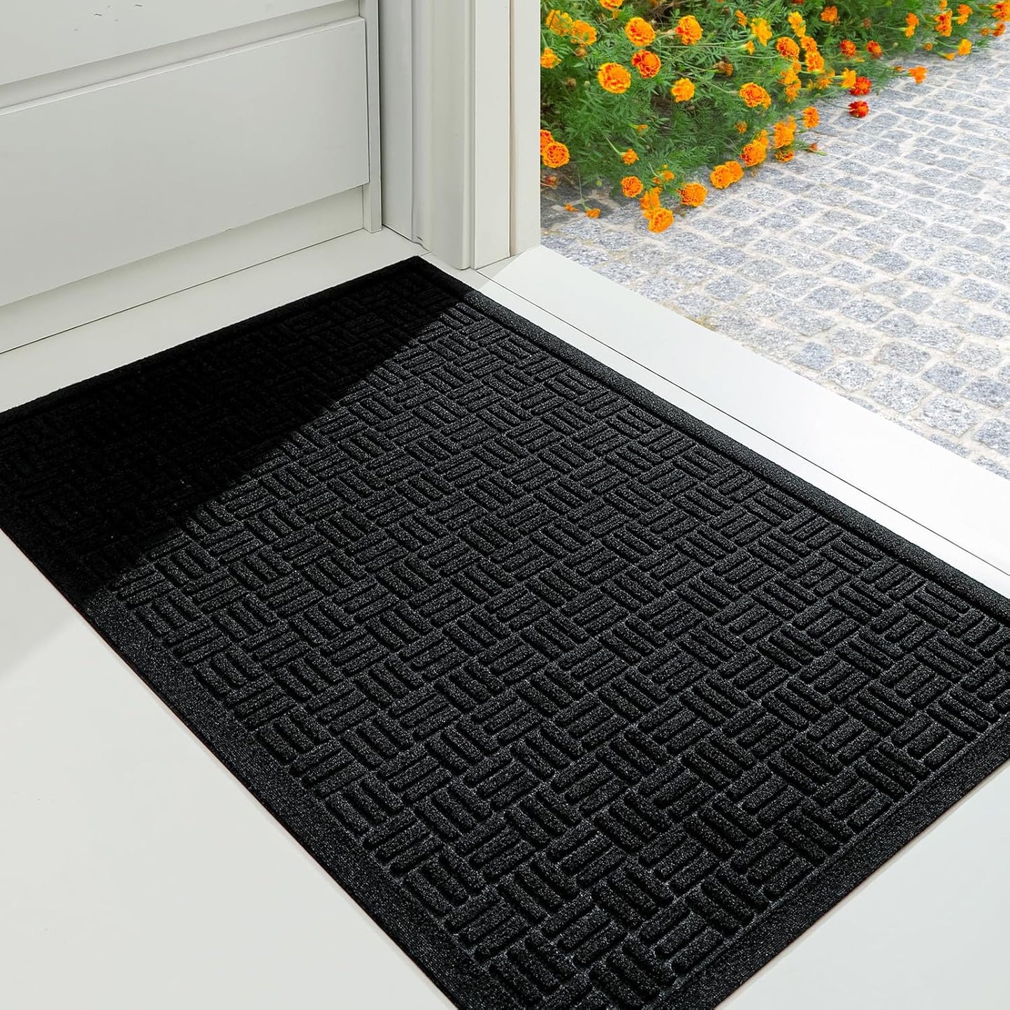 Mibao Front Door Mat, Heavy Duty Durable Welcome Mat for Outdoor Indoor, Dirt Trapper Waterproof Super Absorbent Door Mat for Entryway Outside Patio Porch, 29.5" x 17", Grey