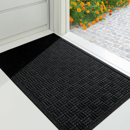 Mibao Front Door Mat, Heavy Duty Durable Welcome Mat for Outdoor Indoor, Dirt Trapper Waterproof Super Absorbent Door Mat for Entryway Outside Patio Porch, 29.5" x 17", Grey