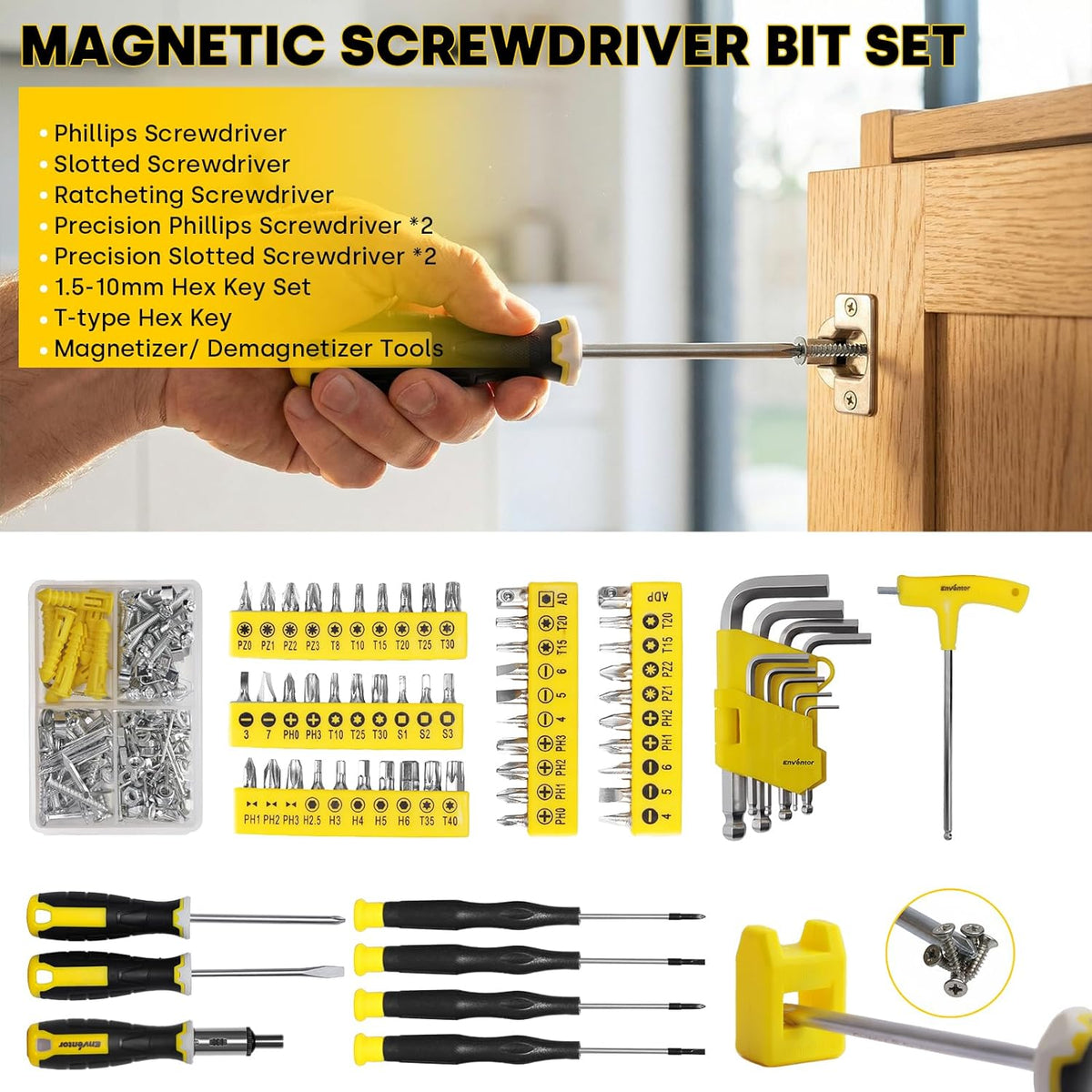 ENVENTOR Home Tool Kit, Basic Household Auto Repair Tool Set with Toolbox Storage Case, General Household Tool Kit for Men Women Home Maintenance, DIY Projects, 90 PCS General Hand Tools Kit
